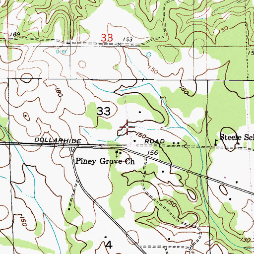 Topographic Map of Walton Quarters, AL