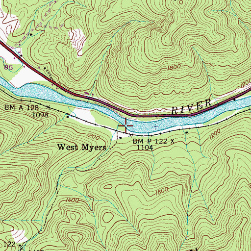 Topographic Map of West Myers, TN