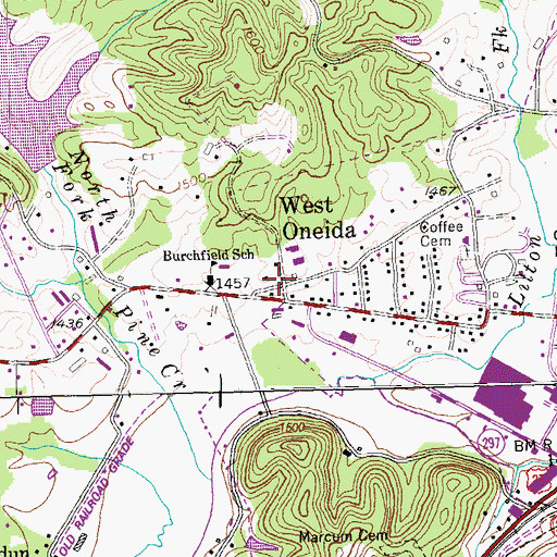 Topographic Map of West Oneida, TN