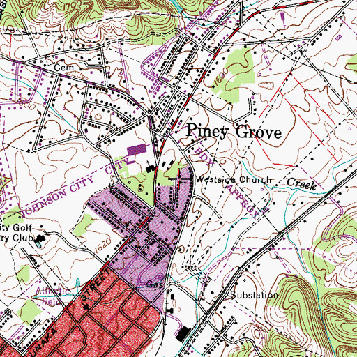 Topographic Map of Westside Church, TN