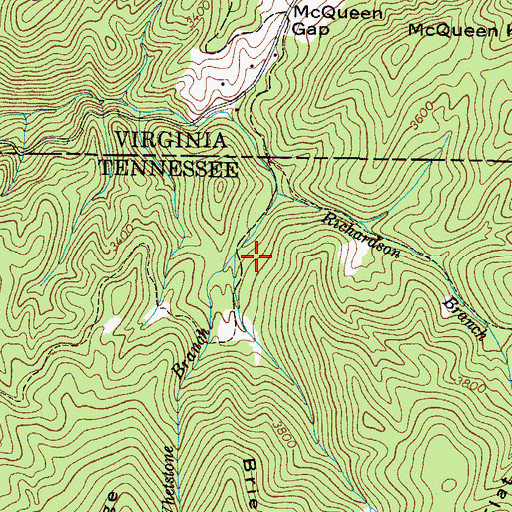 Topographic Map of Whetstone Branch, TN
