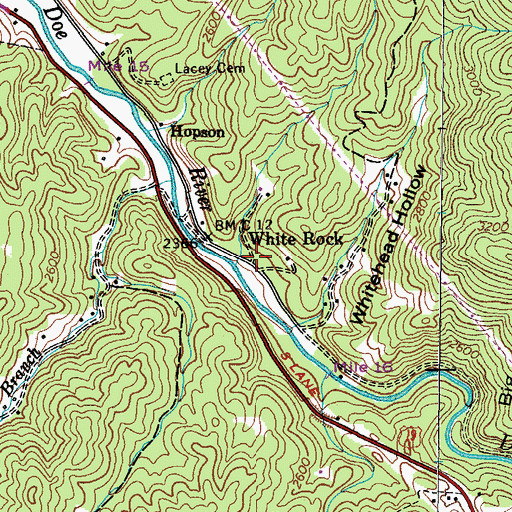 Topographic Map of White Rock, TN