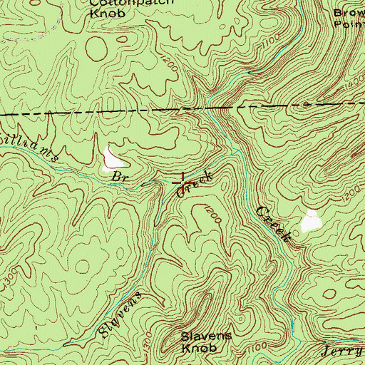 Topographic Map of Williams Branch, TN