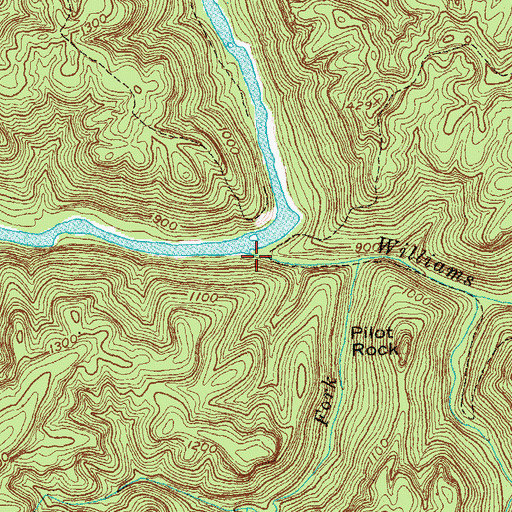 Topographic Map of Williams Creek, TN