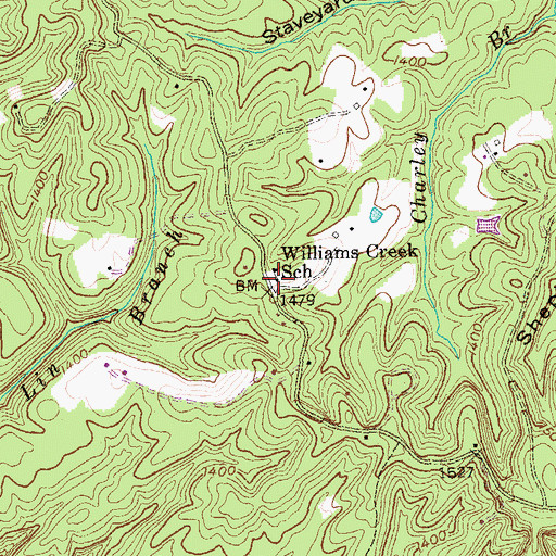 Topographic Map of Williams Creek School, TN