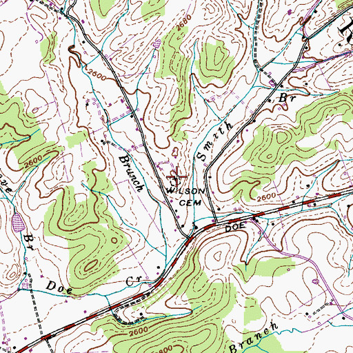 Topographic Map of Wilson Cemetery, TN