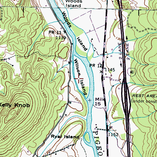 Topographic Map of Wilson Island, TN