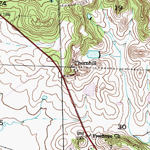 Topographic Map of Watsonia, AL