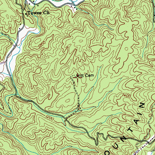 Topographic Map of Witt Cemetery, TN