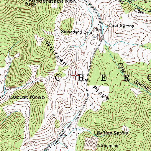 Topographic Map of Wolfpen Ridge, TN