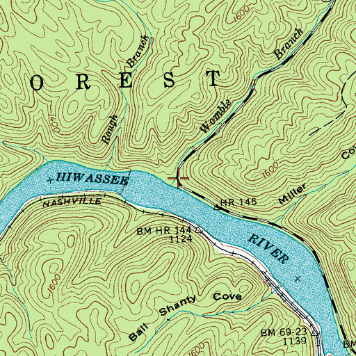 Topographic Map of Womble Branch, TN