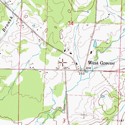 Topographic Map of West Greene Church, AL