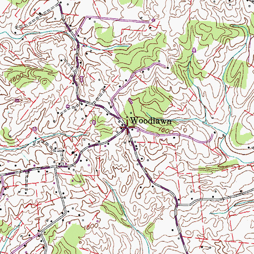 Topographic Map of Woodlawn, TN