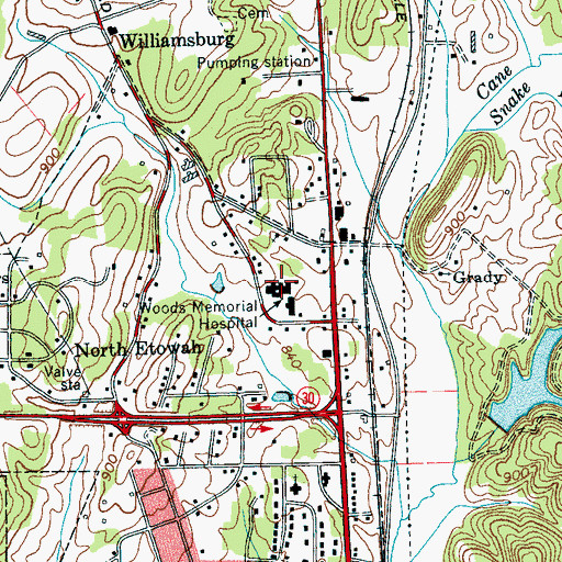 Topographic Map of Starr Regional Medical Center - Etowah, TN