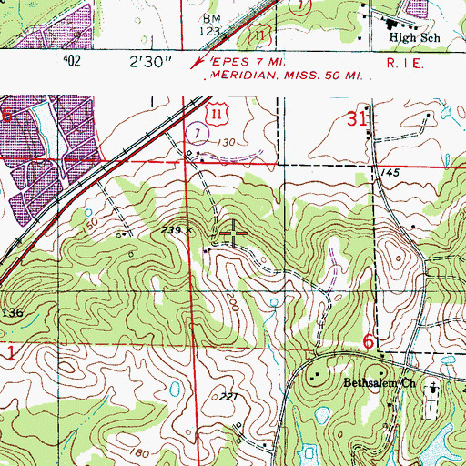 Topographic Map of Weston, AL