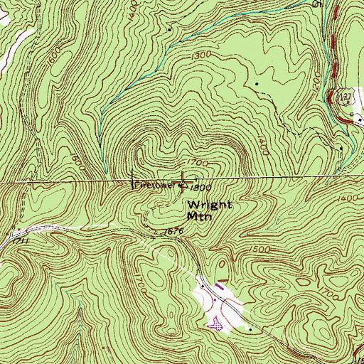 Topographic Map of Wright Mountain, TN