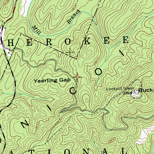 Topographic Map of Yearling Gap, TN