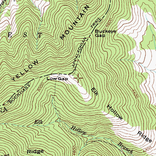 Topographic Map of Yellow Mountain, TN