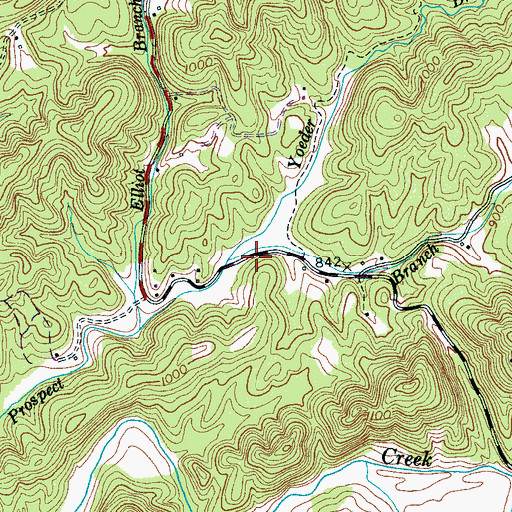 Topographic Map of Yoeder Branch, TN