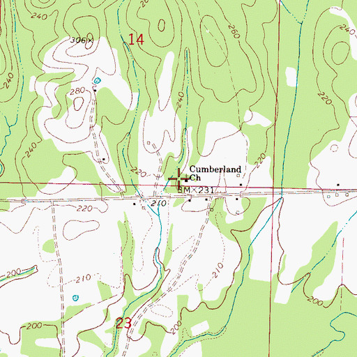 Topographic Map of White Oak Grove School (historical), AL