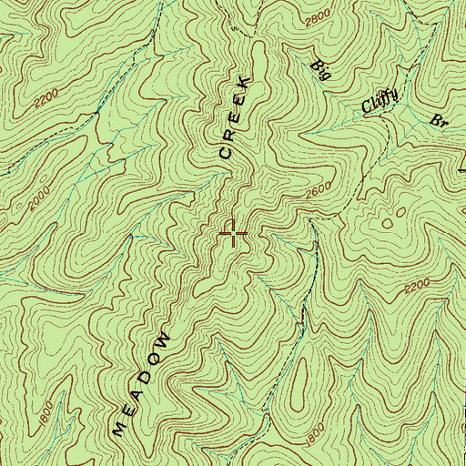 Topographic Map of Meadow Creek Mountains, TN