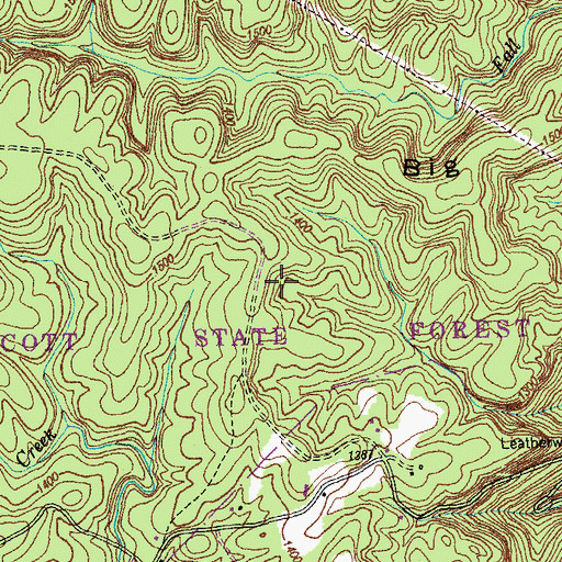 Topographic Map of Scott State Forest, TN
