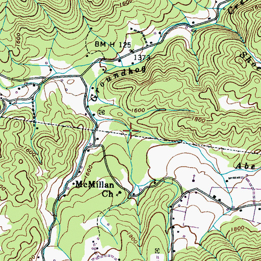 Topographic Map of Abe Branch, TN