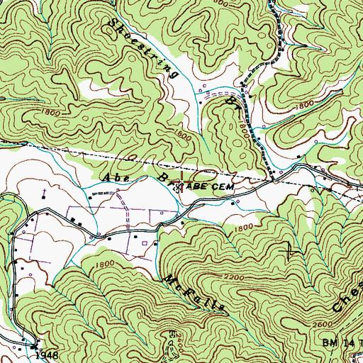 Topographic Map of Abe Cemetery, TN