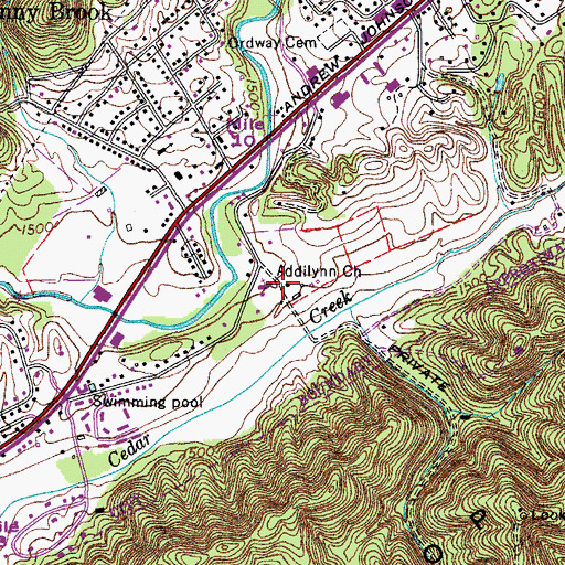 Topographic Map of Addilynn Church, TN