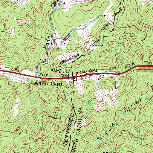 Topographic Map of Allen Gap, TN