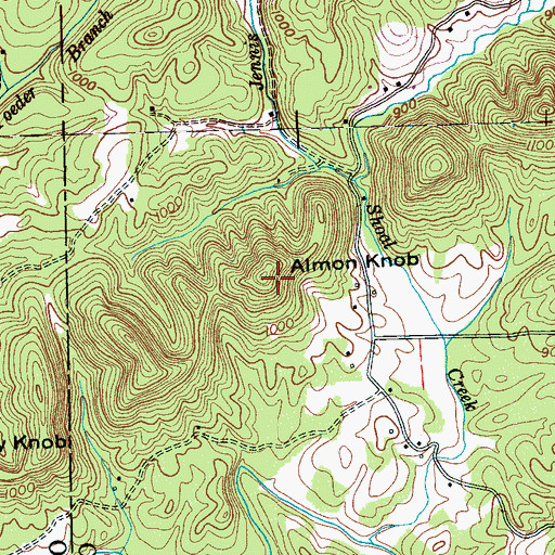 Topographic Map of Almon Knob, TN