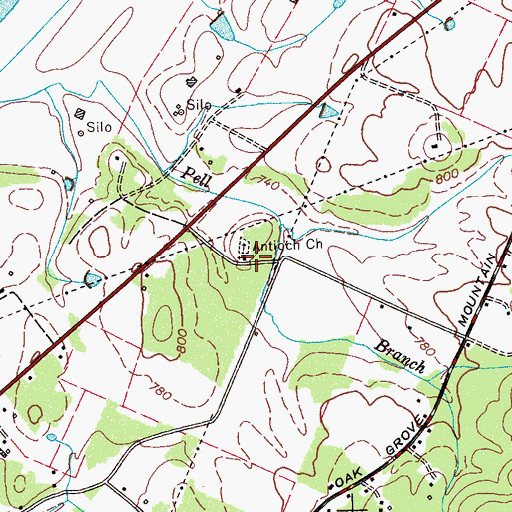 Topographic Map of Antioch Baptist Church, TN