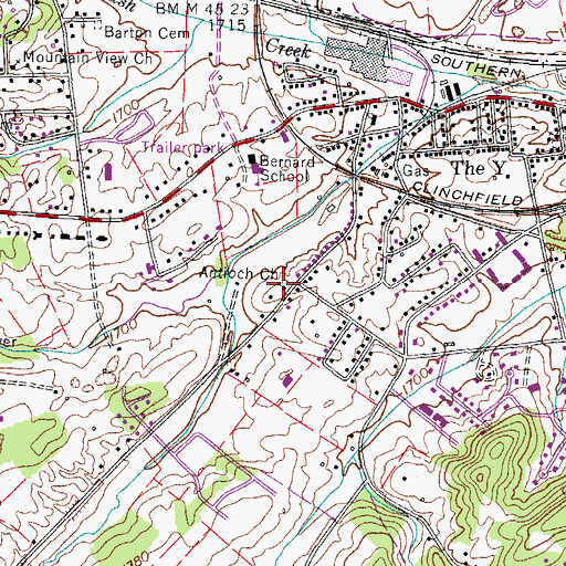 Topographic Map of Antioch Baptist Church, TN