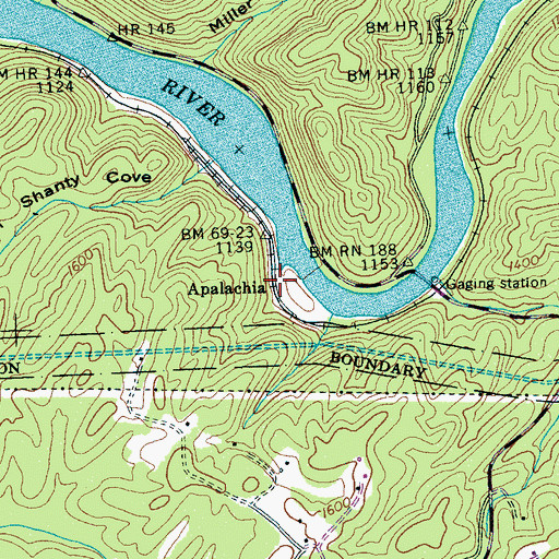 Topographic Map of Apalachia, TN