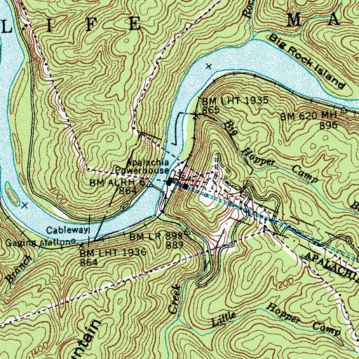 Topographic Map of Apalachia Powerhouse, TN