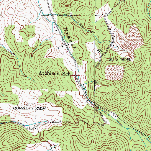 Topographic Map of Atchison School, TN