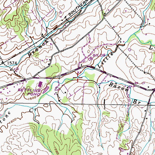Topographic Map of Bacon Branch, TN