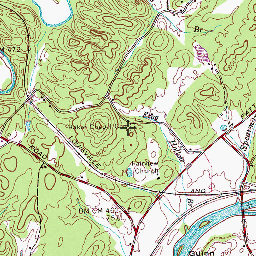 Topographic Map of Baker Chapel Cemetery, TN