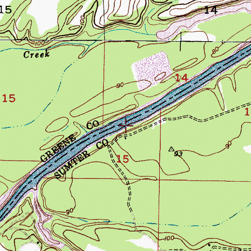 Topographic Map of Whiteheads Landing, AL