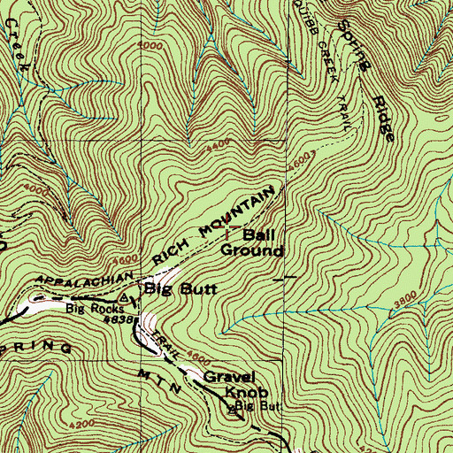 Topographic Map of Ball Ground, TN
