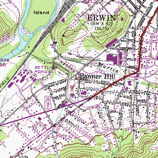 Topographic Map of Banner Hill, TN