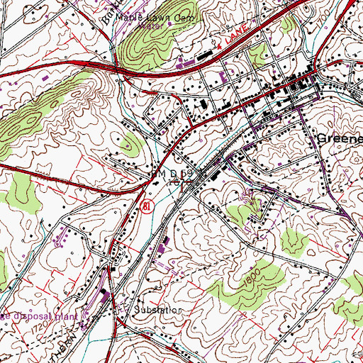 Topographic Map of Barkley Branch, TN