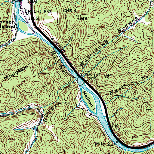 Topographic Map of Barnes Branch, TN