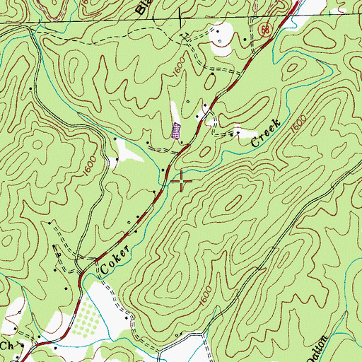 Topographic Map of Barney Creek, TN