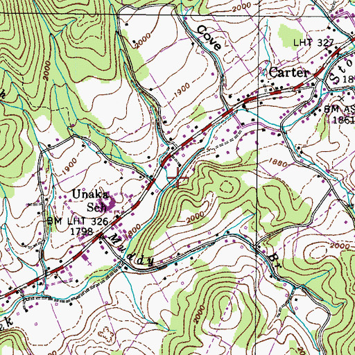 Topographic Map of Bartee Branch, TN