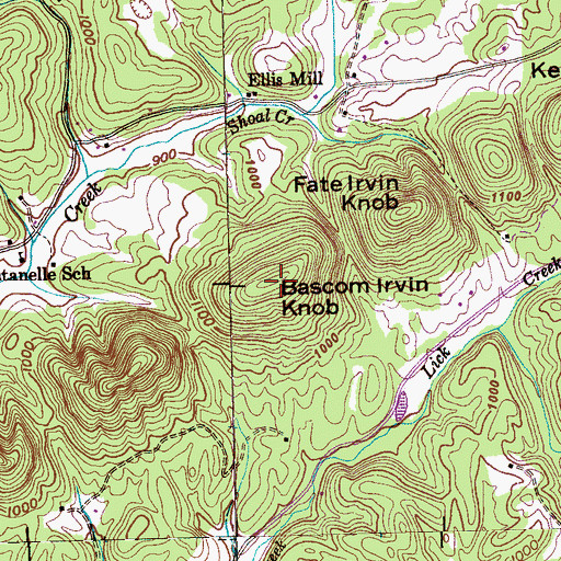 Topographic Map of Bascom Irvin Knob, TN