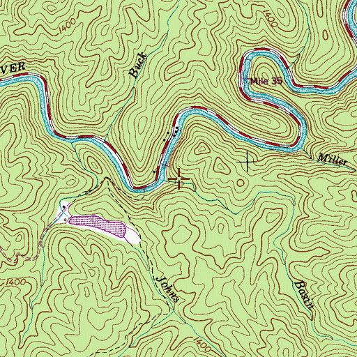 Topographic Map of Basin Creek, TN