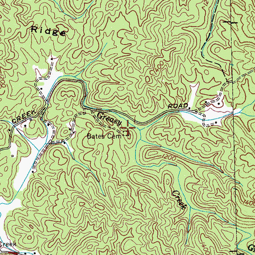 Topographic Map of Bates Cemetery, TN