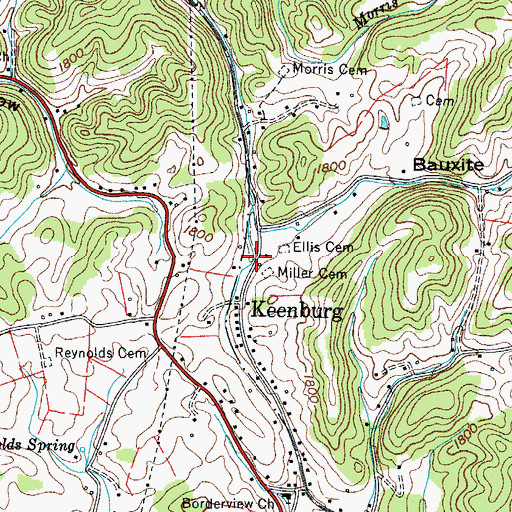 Topographic Map of Bauxite Hollow, TN