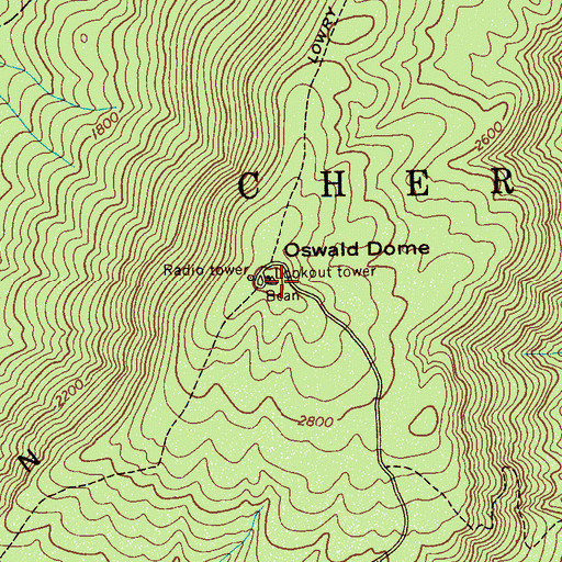 Topographic Map of Bean Mountain, TN